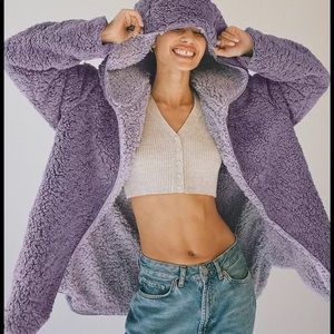 Urban Putfitters Purple Fluffy Teddy Jacket/Hoodie